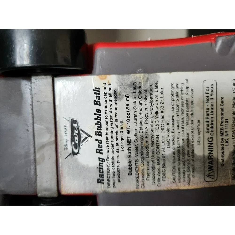 Disney Cars Lightning McQueen Empty Bubble Bath 14 oz Car Shape Refill Bottle
